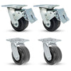 5" x 2" Phenolic Wheel Caster Set - 3200 lbs Capacity, Total Lock & Swivel - Ideal for Medium-Duty Industrial Use CasterHQ