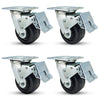 5" x 2" Phenolic Wheel Total Locks Caster Set - Heavy Duty 3,200 lbs Capacity for Industrial Use CasterHQ
