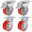 5" x 2" Red Poly Total Lock Caster Set 4 Pack – 4000 lb | CasterHQ