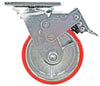 5 Inch x 2 Inch Total Lock Caster Set - 4 Pack | 4000 lbs Capacity | 2 Locking 2 Swivel Red Polyurethane CasterHQ