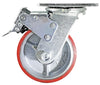 5 Inch x 2 Inch Total Lock Caster Set - 4 Pack | 4000 lbs Total Capacity | Red Polyurethane Wheel CasterHQ