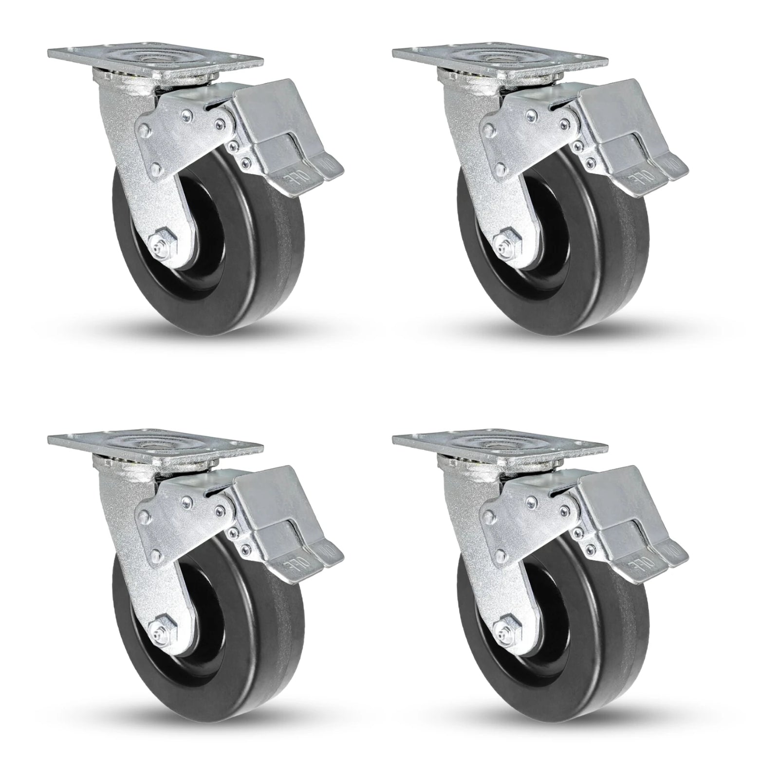 6" x 2" Phenolic Total Lock Caster Set - Heavy-Duty 3,600 lbs Industrial Capacity CasterHQ