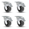 6" x 2" Phenolic Total Lock Caster Set - Heavy-Duty 3,600 lbs Industrial Capacity CasterHQ