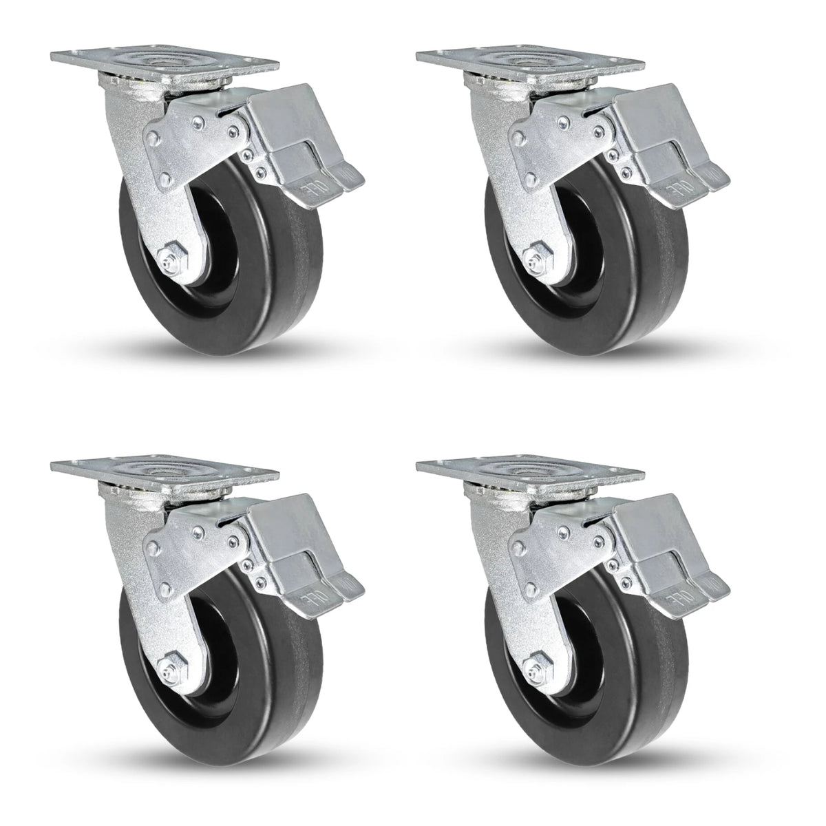 6" x 2" Phenolic Total Lock Caster Set - Heavy-Duty 3,600 lbs Industrial Capacity CasterHQ