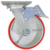 6 Inch x 2 Inch Total Lock Caster Set - 4 Pack | 4800 lbs Total Capacity | Red Polyurethane Wheel CasterHQ
