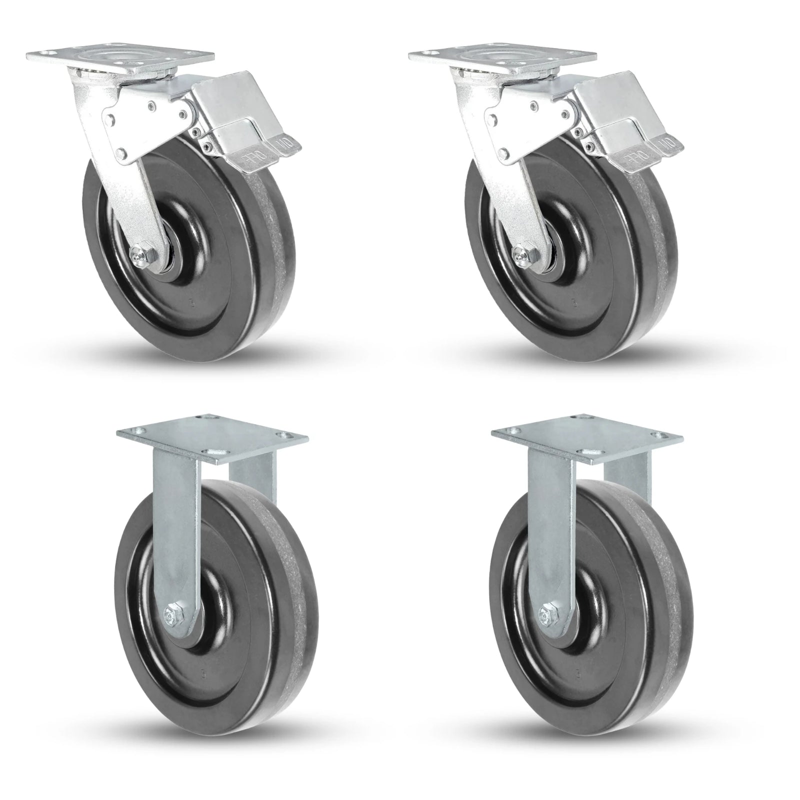Heavy-Duty 8" x 2" Phenolic Caster Set - 4,000 Lbs Total Capacity for Industrial & Commercial Use CasterHQ