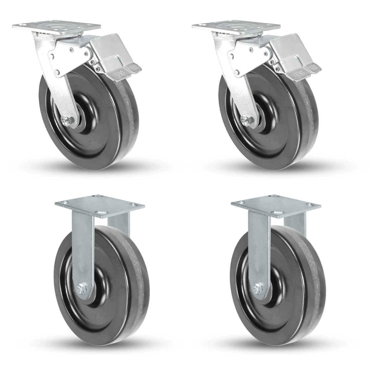 Heavy-Duty 8" x 2" Phenolic Caster Set - 4,000 Lbs Total Capacity for Industrial & Commercial Use CasterHQ