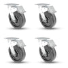 8 Inch x 2 Inch Phenolic Caster Set - 4 Pack with Total Locks | 4000 lbs Capacity Heavy Duty