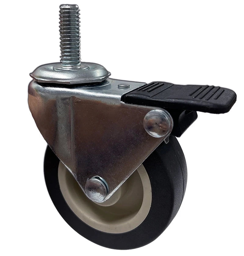 2-1/2" Locking Stem Caster | Non-Marking Polyurethane Wheel | Threaded Stem 3/8"-16 x 1" | 100 lbs Capacity NSF APPROVED