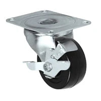 General Duty Swivel Caster with Brake | 4" Diameter Hard Rubber Wheel | 300 lbs capacity CasterHQ