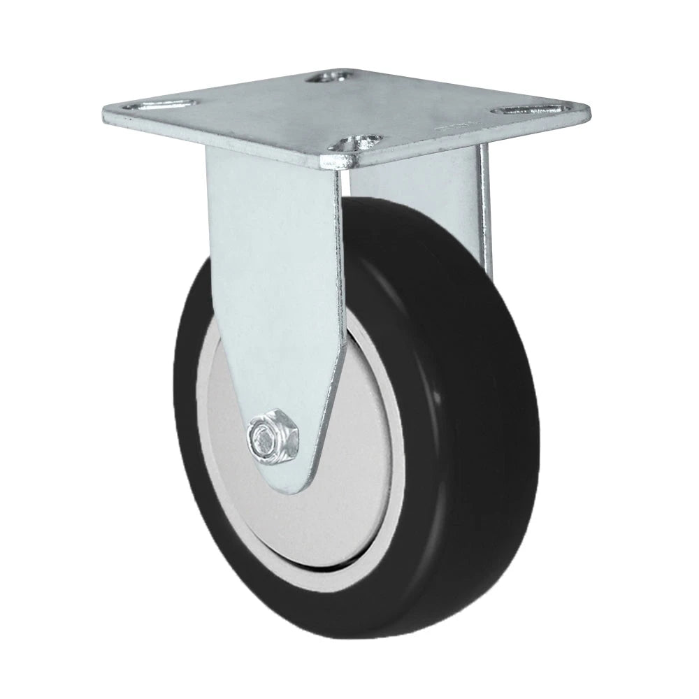 3" X 1.25" Black Polyurethane on Polyolefin Wheel - Rigid Caster CasterHQ