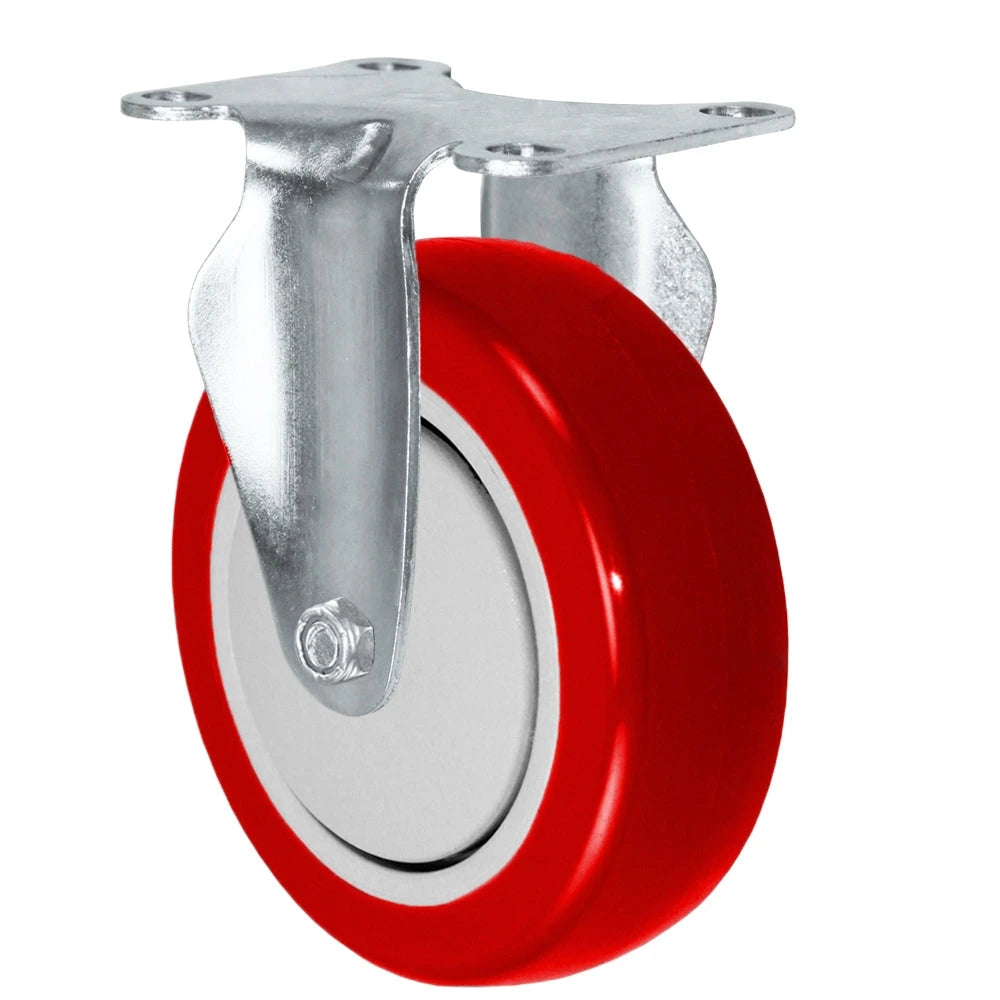 3" X 1.25" Red Polyurethane on Polyolefin Wheel - Rigid Caster - 260 lbs Capacity CasterHQ