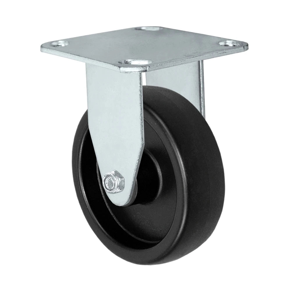 4" x 1-1/4" Rigid Caster | Polyolefin Wheel | 300 lbs Capacity | Plate Size: 3-1/8" x 4-1/8" CasterHQ
