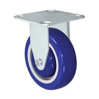 3-1/2" x 1-1/4" Rigid Caster | Blue Polyurethane on Polyolefin Core Wheel | 275 lbs Capacity | Plate Size: 3-1/8" x 4-1/8" CasterHQ