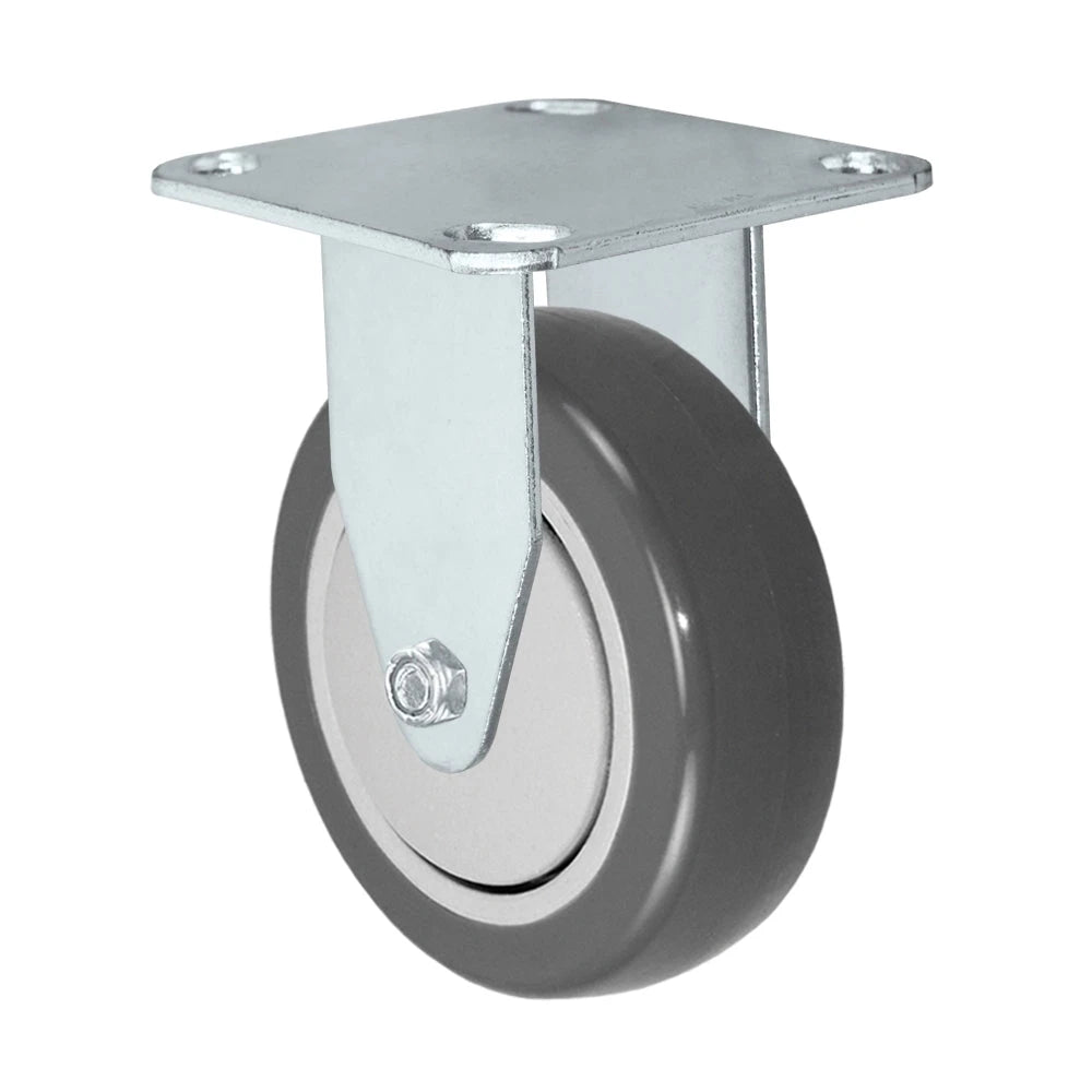 3-1/2" x 1-1/4" Rigid Caster | Gray Polyurethane on Polyolefin Core Wheel | 275 lbs Capacity | Plate Size: 3-1/8" x 4-1/8" CasterHQ
