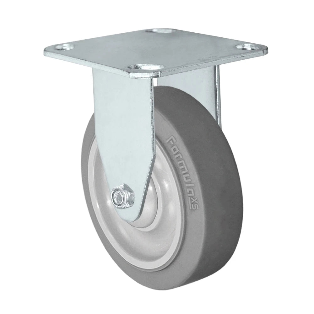 3-1/2" x 1-1/4" Rigid Caster | Thermo Plastic Rubber Wheel | 230 lbs Capacity | Plate Size: 3-1/8" x 4-1/8" CasterHQ