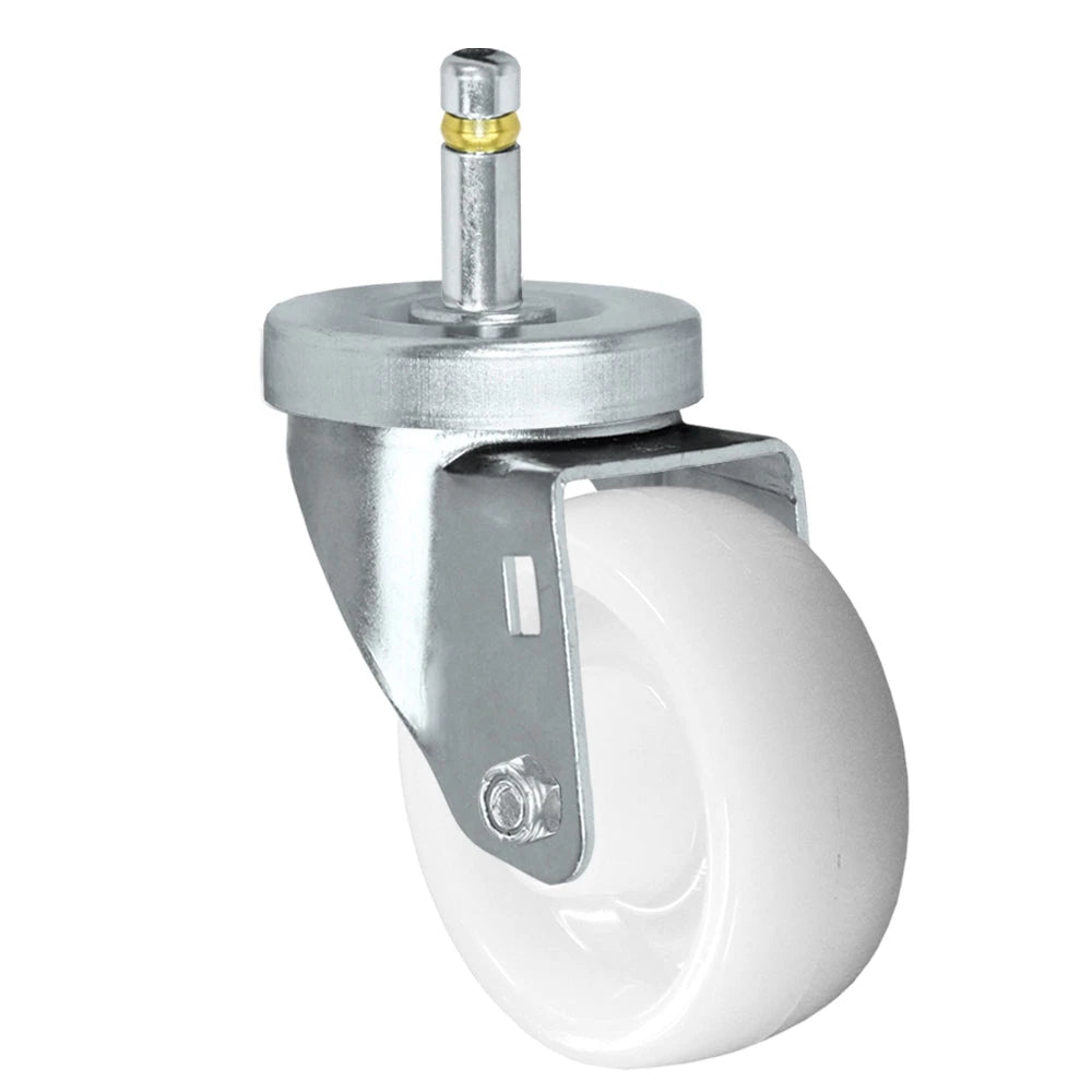 3" X 1-1/4" White Nylon Wheel - Swivel Caster - 7/16" x 1-3/8"  Grip Ring Stem Caster -  300 LBS Load Capacity CasterHQ