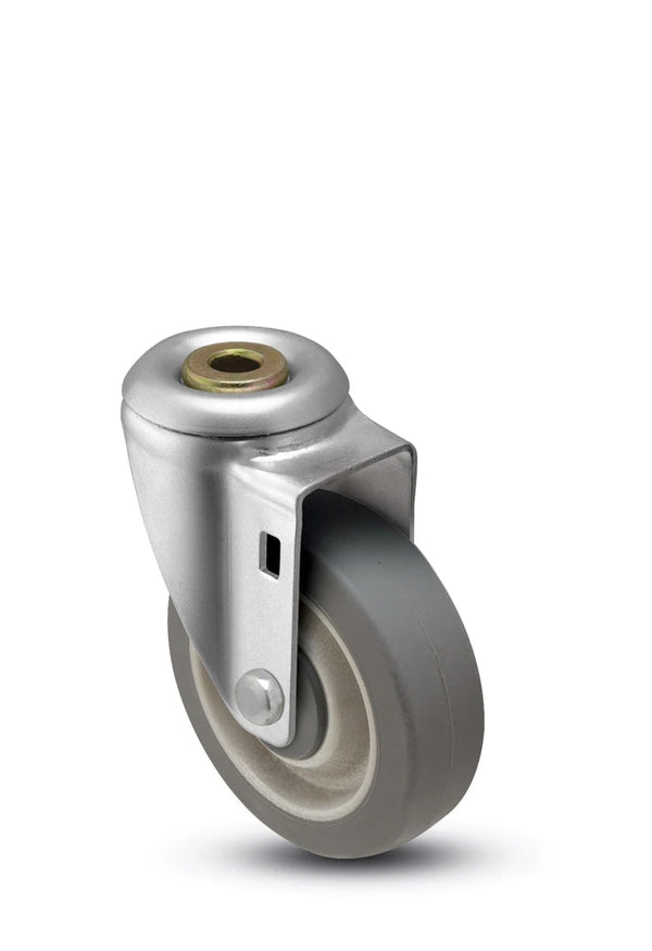 5" x 1-1/4" Hollow Kingpin Swivel Caster | Thermoplastic Rubber Wheel | 300 lbs Capacity CasterHQ