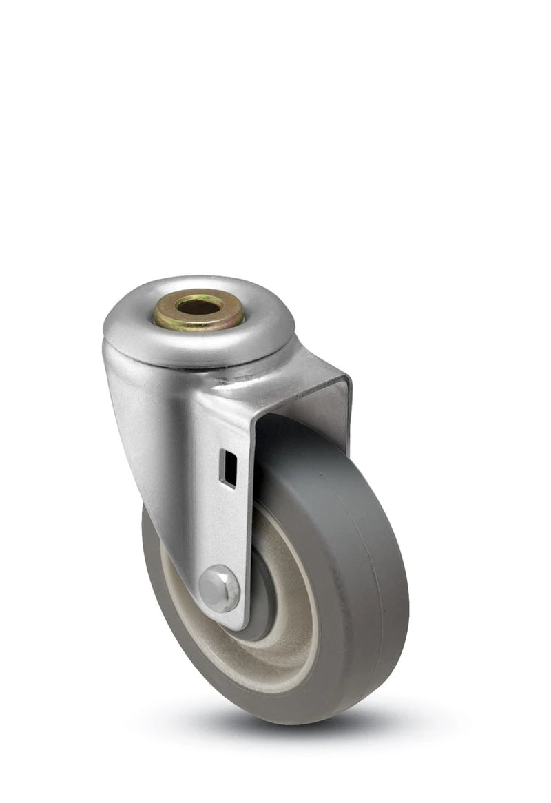 5" x 1-1/4" Hollow Kingpin Swivel Caster | Thermoplastic Rubber Wheel | 300 lbs Capacity CasterHQ