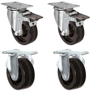 3" x 1.25" Phenolic Swivel & Rigid Caster Set – 1,200 lb