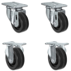 3" x 1.25" Phenolic 2 Swivel & 2 Rigid Caster Set – 1,200 lb
