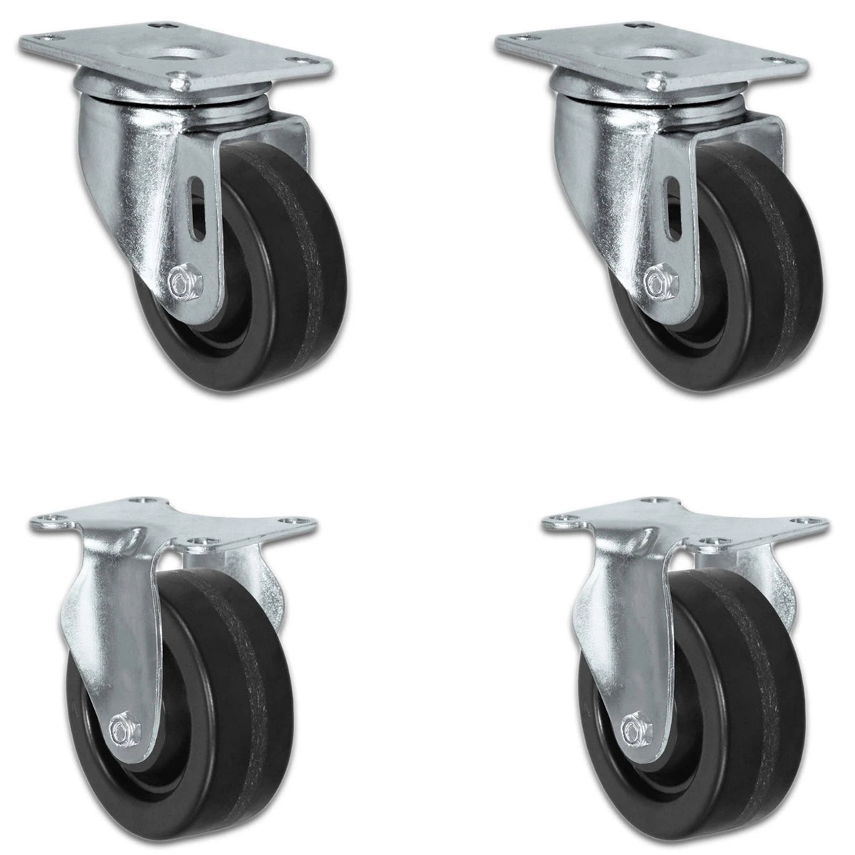 3" X 1.25" Light Duty Phenolic Wheel - 2 Swivel 2 Rigid Caster Set of 4 - 1,200 lbs Capacity Per Set of 4 CasterHQ