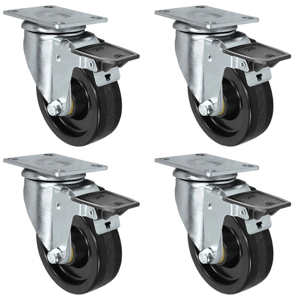 3" X 1.25" Light Duty Phenolic Wheel - Swivel Front Locking Caster Set of 4 - 1,200 lbs Capacity Per Set of 4 CasterHQ