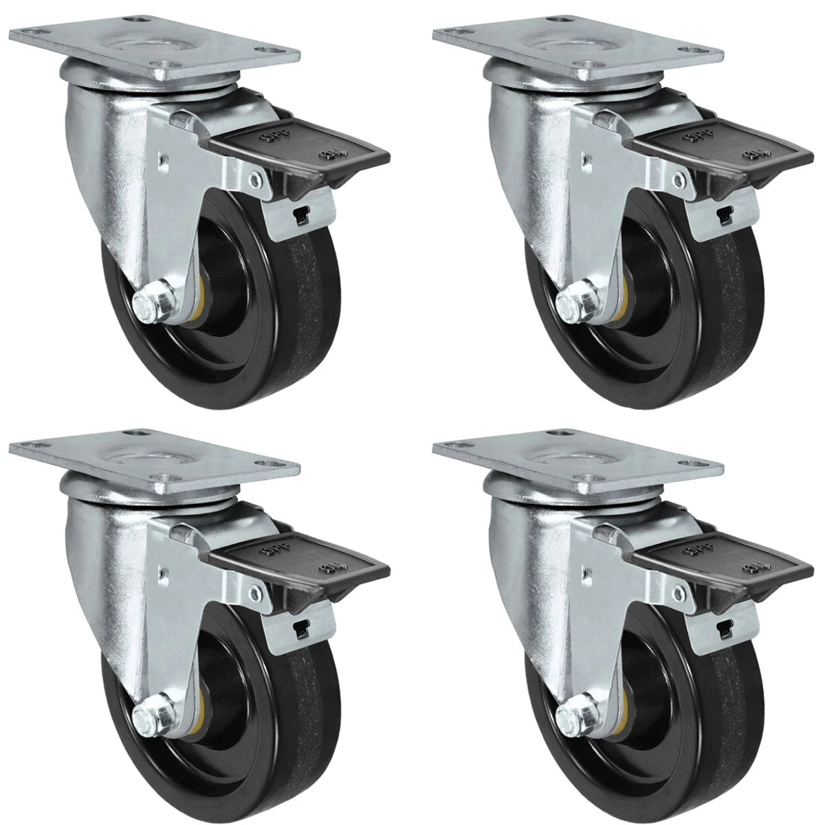 3" X 1.25" Light Duty Phenolic Wheel - Swivel Front Locking Caster Set of 4 - 1,200 lbs Capacity Per Set of 4 CasterHQ