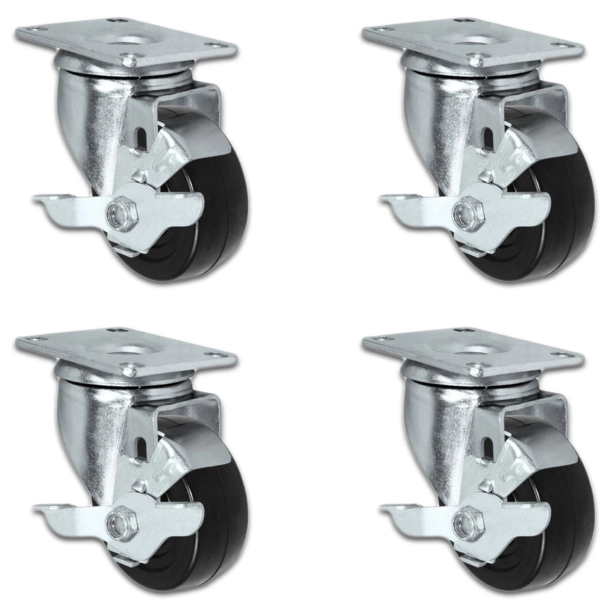 3" X 1.25" Light Duty Phenolic Wheel - Swivel Locking Caster Set of 4 - 1,200 lbs Capacity Per Set of 4 CasterHQ