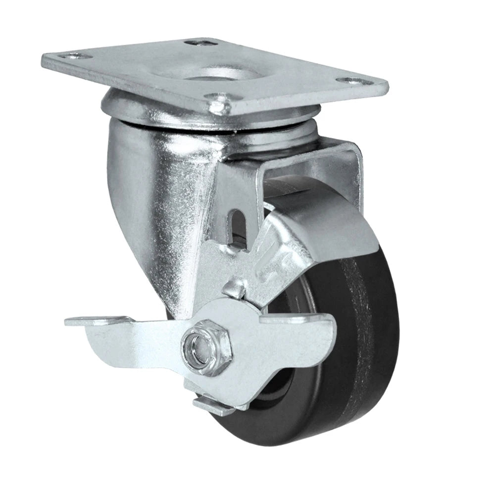 3" X 1.25" Light Duty Phenolic Wheel - Swivel Caster with Top Locking Brake CasterHQ