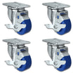3" x 1-1/4" Blue Solid Polyurethane Swivel Caster with Brake – 1,200 lb | CasterHQ
