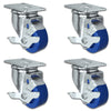 3" Solid Polyurethane Wheel | 4 Swivel with Brakes | Caster Set of 4 | Plate Size: 2-3/8" x 3-5/8" | 1,200 lbs Capacity Per Set CasterHQ