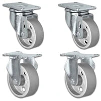 5" X 1.25" Steel Wheel Caster Set of 4 - 2 Swivel & 2 Rigid Casters - 1,400 lbs Capacity Per Set CasterHQ