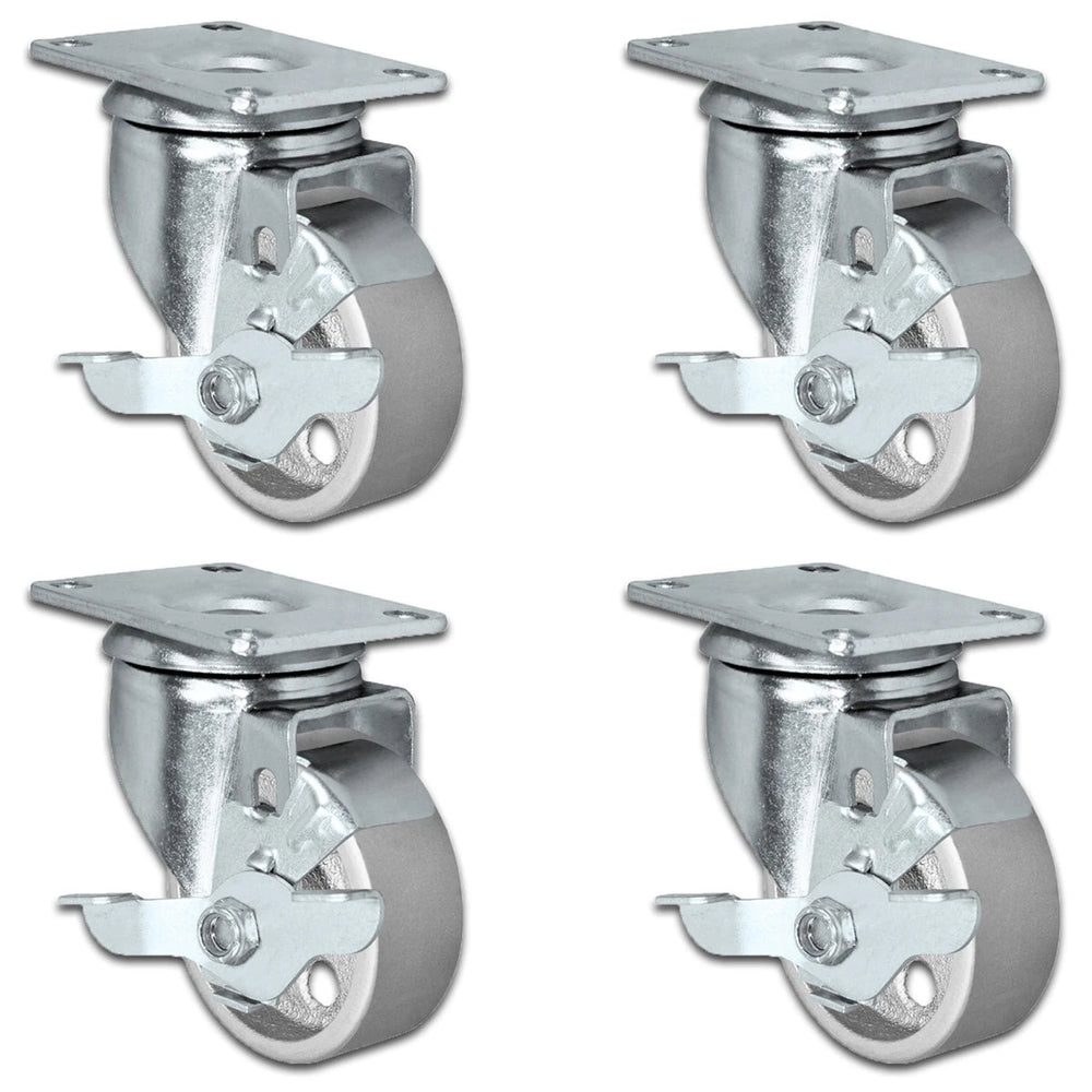 4" X 1.25" Steel Wheel Caster Set of 4 - All Locking Swivel Casters - 1,400 lbs Capacity Per Set CasterHQ