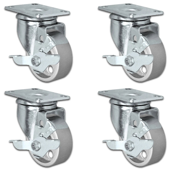 5" X 1.25" Steel Wheel Caster Set of 4 - All Locking Swivel Casters - 1,400 lbs Capacity Per Set CasterHQ