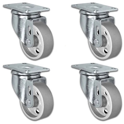 4" X 1.25" Steel Wheel Caster Set of 4 - All Swivel Casters - 1,400 lbs Capacity Per Set CasterHQ