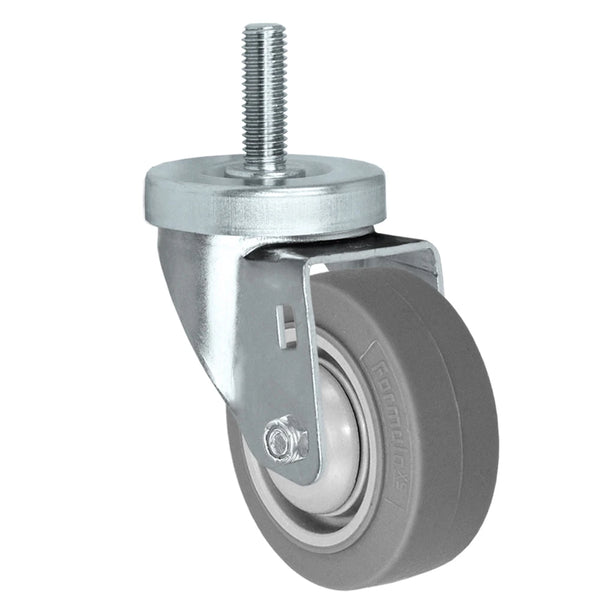 3" Threaded Stem Caster - Swivel Caster with Thermoplastic Rubber Wheel - 225 lbs Per Caster - 1/2" x 1-1/2" Long Threaded Stem Caster CasterHQ