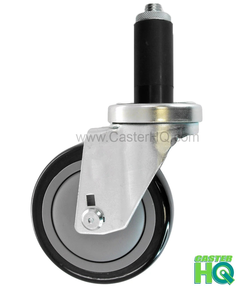 3" X 1-1/4" Swivel Caster | Black Polyurethane on Polyolefin Wheel | 1-1/8" Expanding Stem | 300 Lbs Capacity CasterHQ