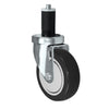 5 Inch x 1-1/4 Inch Swivel Caster - 300 lbs Capacity | Black Polyurethane Wheel | 1 Inch Expanding Stem