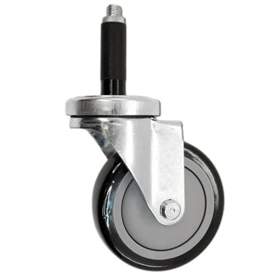 3" X 1-1/4" Swivel Caster | Black Polyurethane on Polyolefin Wheel | 3/4" Expanding Stem | 300 Lbs Capacity CasterHQ
