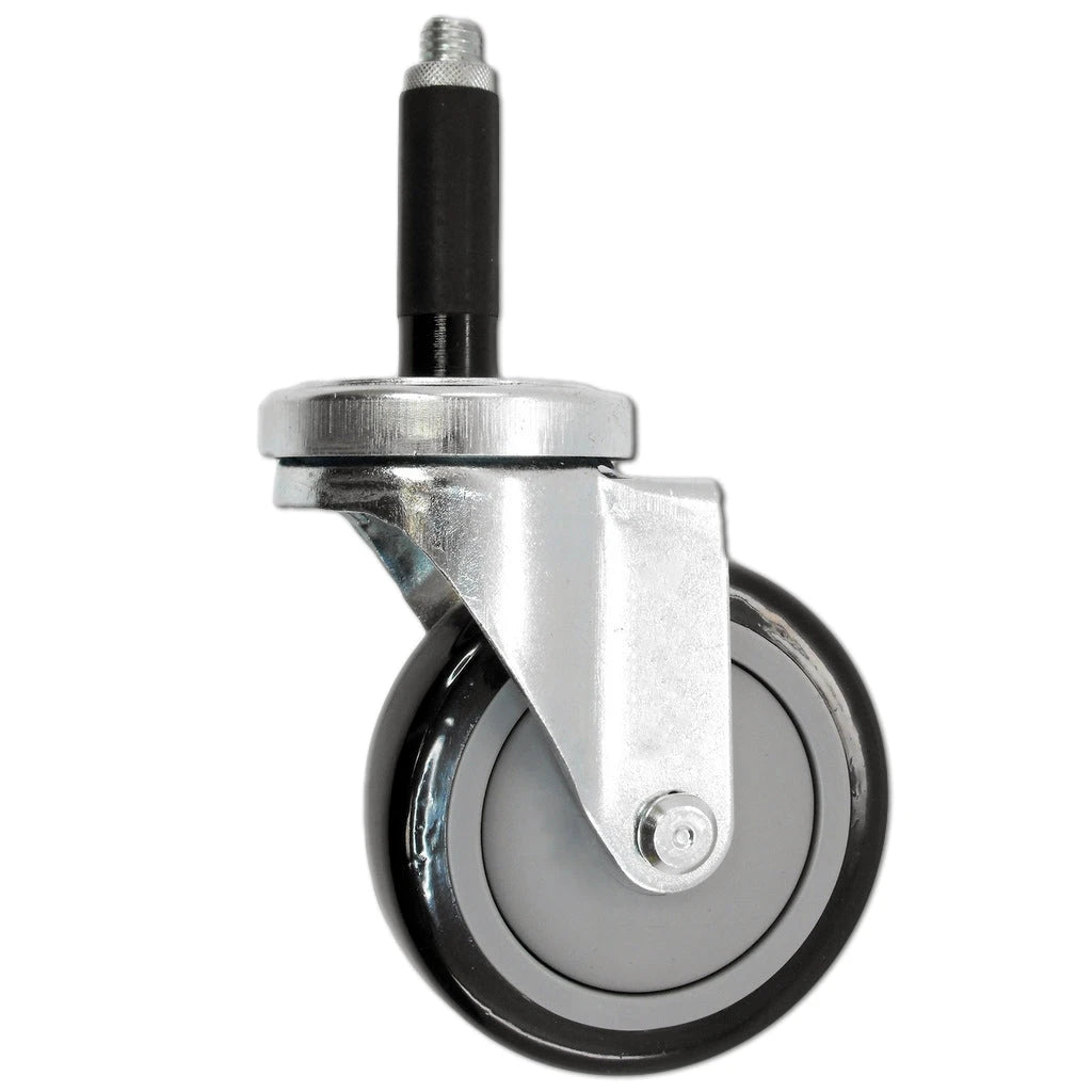 3" X 1-1/4" Swivel Caster | Black Polyurethane on Polyolefin Wheel | 7/8" Expanding Stem | 300 Lbs Capacity CasterHQ