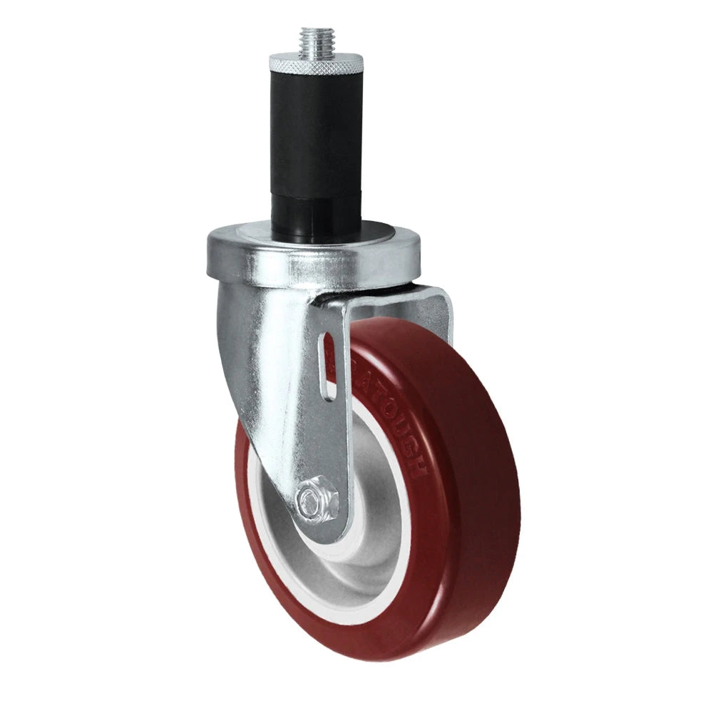 3" X 1-1/4" Swivel Caster | Maroon Polyurethane on Polyolefin Wheel | 1-1/2" Expanding Stem | 300 Lbs Capacity CasterHQ