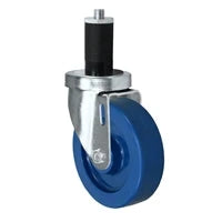 4" X 1-1/4" Swivel Caster | Blue Solid Polyurethane Wheel | 1-3/8" Expanding Stem | 300 Lbs Capacity CasterHQ
