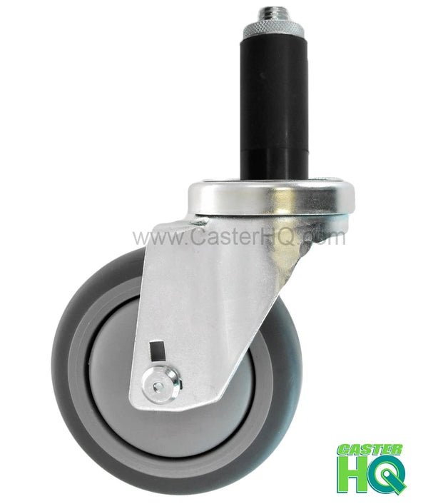 3" X 1-1/4" Swivel Caster | Gray Thermo Plastic Rubber Wheel | 1-1/8 Expanding Stem | 250 Lbs Capacity CasterHQ