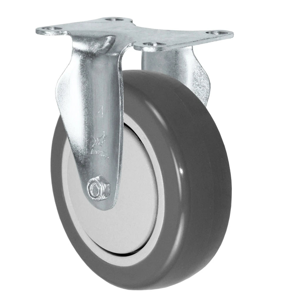 4" X 1.25" Gray Polyurethane on Polyolefin Wheel - Rigid Caster - 325 lbs Capacity CasterHQ