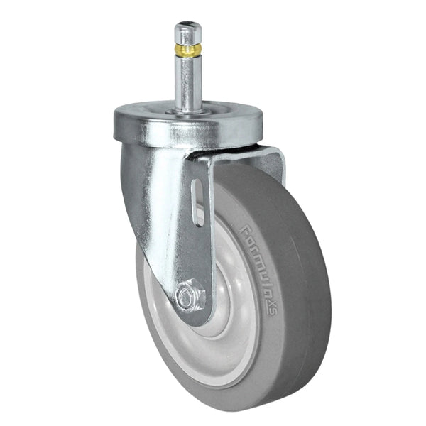 4 Inch x 1-1/4 Inch FX Thermo Plastic Rubber Swivel Caster - 300 lbs Capacity | Grip Ring Stem CasterHQ