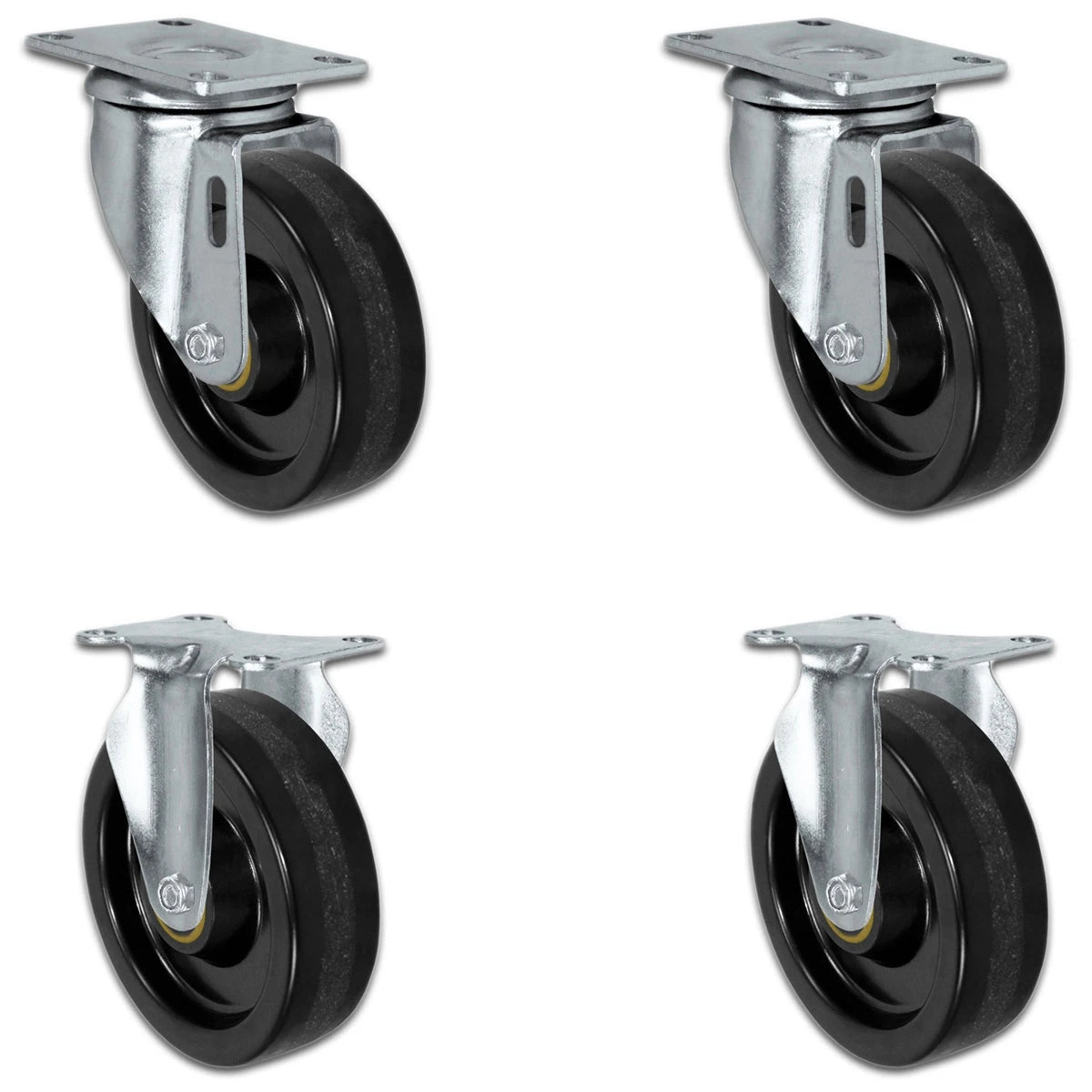 4" X 1.25" Light Duty Phenolic Wheel - 2 Swivel Casters 2 Rigid - Set of 4 - 1,400 lbs cap per set of 4 CasterHQ