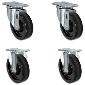5" x 1.25" Phenolic Swivel & Rigid Caster Set – 1,400 lb