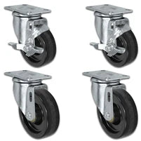 5" X 1.25" Light Duty Phenolic Wheel - 2 Front Locking Casters 2 Rigid - Set of 4 - 1,400 lbs cap per set of 4 CasterHQ