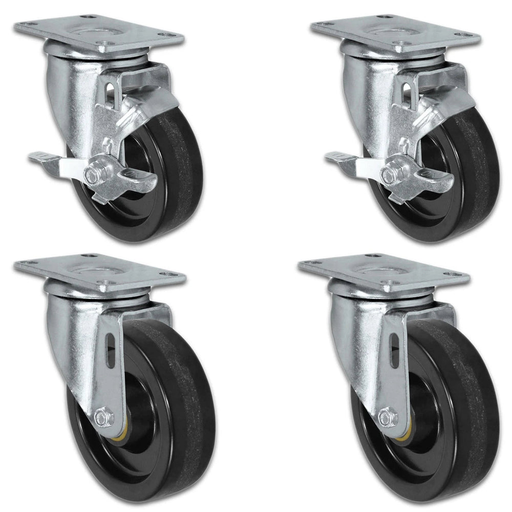 4" x 1-1/4" Polyurethane Swivel Caster – 300 lb | 3-1/8" x 4-1/8" Plate · Model HQ1340S-PL2-PP-BLUE 